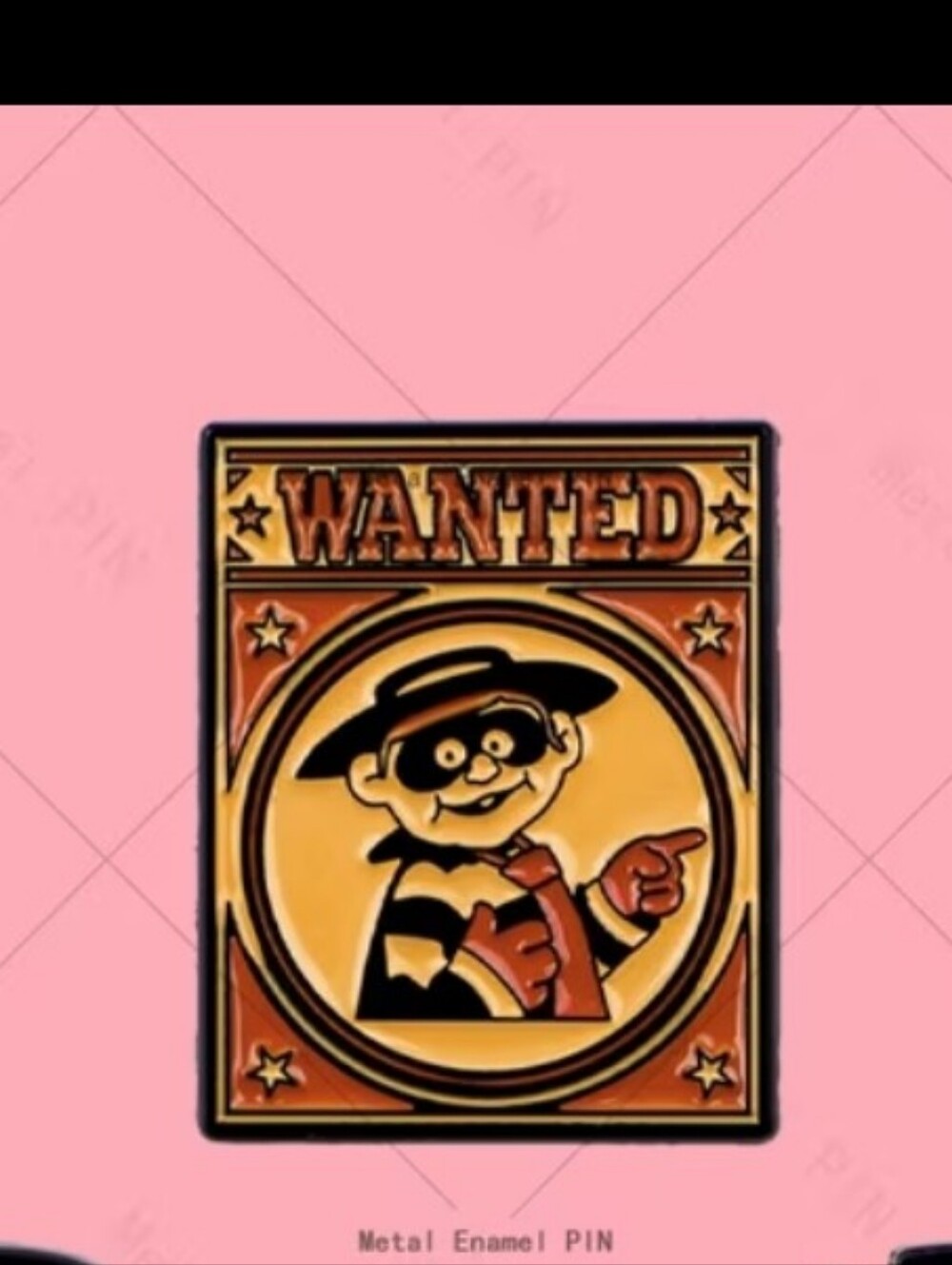 McDonald's Retro Wanted Brooch Pin - Yellow and Brown